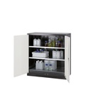 Chemikalienschrank, Flügeltür, 2 Böden, 1055x520x1105 mm, silber