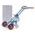 fetra® Fasskarre, Tragkraft 300 kg, mit 2 Stützrollen, Vollgummi-Bereifung