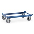 Paletten-Fahrgestell, Stahl, bis 1200 kg, blau, Vollgummi-Bereifung, mit Feststeller