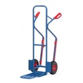 fetra® Paketkarre, mit Klappschaufel + Gleitkufen, TK 300 kg, Schaufel BxT 320 x 250 mm, Luft-Bereifung
