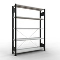 SCHULTE Aktenregal GF, einseitig, mit Endanschlägen, FL 85 kg, schwarz, HxBxT 1.800 x 1.300 x 300 mm