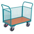 Ameise® Plattformwagen, 3-seitig mit Gitterwänden, Ladefläche BxT 676 x 1.000 mm