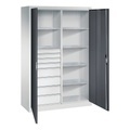 C+P Werkzeugschrank, Schubladen 4x86 + 4x174 mm, 6 Böden, Breite 1.200 mm, lichtgrau, schwarzgrau