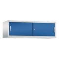 CP ACURADO Aufsatzschrank mit Schiebetüren HxBxT 500 x 1600 x 500 mm lichtgrau / enzianblau