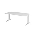 Schreibtisch, C-Fuss höhenverstellbar, BxT 2.000 x 1.000 mm, grau
