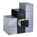 C+P Hängeregistraturschrank, 1-bahnig, 3 Schubladen, lichtgrau