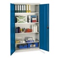 stumpf® Werkstatt-Flügeltürschrank mit 4 Wannen, HxBxT 1.800 x 1.000 x 500 mm, lichtgrau/enzianblau
