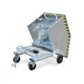 Kastenwagen kippbar, mit Fahrwerk + Gabeltaschen, verzinkt, TK 300 kg, Volumen 0,4 m³