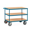 fetra® Schwerer Tisch- und Montagewagen, 3 Etagen à 500 x 850 mm, mit Zentralbremse
