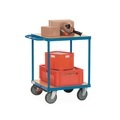 fetra® Schwerer Tisch- und Montagewagen, 2 Etagen à 600 x 600 mm, mit Zentralbremse