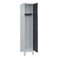 C+P Spind Classic PLUS, Füsse, 1 Abteil, HxBxT 1.950 x 400 x 500 mm, lichtgrau, anthrazitgrau, Zylinderschloss, ohne Mitteltrennwand