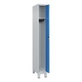 C+P Spind Classic PLUS, Füsse, 1 Abteil, HxBxT 1.950 x 250 x 500 mm, lichtgrau, lichtblau, Zylinderschloss, ohne Mitteltrennwand