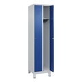 C+P Spind Classic PLUS, Füsse, 2 Abteile, HxBxT 1.950 x 500 x 500 mm, lichtgrau, enzianblau, Zylinderschloss, ohne Mitteltrennwand