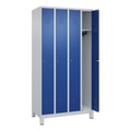 C+P Spind Classic PLUS, Füsse, 4 Abteile, HxBxT 1.950 x 1.000 x 500 mm, lichtgrau, enzianblau, Zylinderschloss, ohne Mitteltrennwand