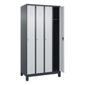 C+P Spind Classic PLUS, Füsse, 4 Abteile, HxBxT 1.950 x 1.000 x 500 mm, anthrazitgrau, lichtgrau, Zylinderschloss, ohne Mitteltrennwand