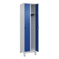 C+P Spind Classic PLUS, Füsse, 2 Abteile, HxBxT 1.950 x 500 x 500 mm, lichtgrau, enzianblau, für Vorhängeschloss, ohne Mitteltrennwand