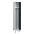 C+P Spind Classic PLUS, Füsse, 1 Abteil, HxBxT 1.950 x 300 x 500 mm, lichtgrau, anthrazitgrau, Zylinderschloss, mit Mitteltrennwand