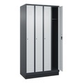C+P Spind Classic PLUS, Sockel, 4 Abteile, HxBxT 1.950 x 1.000 x 500 mm, anthrazitgrau, lichtgrau, Zylinderschloss, ohne Mitteltrennwand