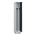 C+P Spind Classic PLUS, Sockel, 1 Abteil, HxBxT 1.950 x 300 x 500 mm, lichtgrau, anthrazitgrau, Zylinderschloss, mit Mitteltrennwand