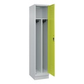 C+P Spind Classic PLUS, Sockel, 1 Abteil, HxBxT 1.950 x 400 x 500 mm, lichtgrau, clowngrün, Zylinderschloss, mit Mitteltrennwand