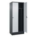 C+P Spind Classic PLUS, Sockel, 2 Abteile, HxBxT 1.950 x 800 x 500 mm, anthrazitgrau, lichtgrau, für Vorhängeschloss, mit Mitteltrennwand