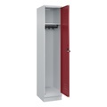 C+P Spind Classic PLUS, Sockel, 1 Abteil, HxBxT 1.950 x 400 x 500 mm, lichtgrau, rubinrot, für Vorhängeschloss, ohne Mitteltrennwand
