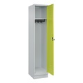 C+P Spind Classic PLUS, Sockel, 1 Abteil, HxBxT 1.950 x 400 x 500 mm, lichtgrau, clowngrün, für Vorhängeschloss, ohne Mitteltrennwand