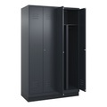 C+P PSA Doppel-Spind Classic PLUS, Sockel, 4 Abteile, HxBxT 1.950 x 1.200 x 500 mm, anthrazitgrau, anthrazitgrau, Zylinderschloss