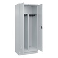 C+P PSA Doppel-Spind Classic PLUS, Sockel, 2 Abteile, HxBxT 1.950 x 800 x 500 mm, lichtgrau, lichtgrau, für Vorhängeschloss