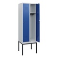 C+P Spind Classic PLUS, Gestell, 2 Abteile, HxBxT 1.950 x 600 x 500 mm, lichtgrau, enzianblau, Zylinderschloss, ohne Mitteltrennwand