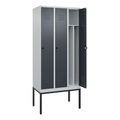 C+P Spind Classic PLUS, Gestell, 3 Abteile, HxBxT 2.120 x 900 x 500 mm, lichtgrau, anthrazitgrau, für Vorhängeschloss, mit Mitteltrennwand