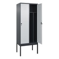 C+P Spind Classic PLUS, Gestell, 2 Abteile, HxBxT 2.120 x 800 x 500 mm, anthrazitgrau, lichtgrau, für Vorhängeschloss, mit Mitteltrennwand