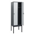 C+P Spind Classic PLUS, Gestell, 2 Abteile, HxBxT 1.950 x 600 x 500 mm, anthrazitgrau, lichtgrau, für Vorhängeschloss, ohne Mitteltrennwand