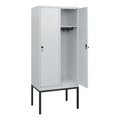 C+P Spind Classic PLUS, Gestell, 2 Abteile, HxBxT 1.950 x 800 x 500 mm, lichtgrau, lichtgrau, für Vorhängeschloss, ohne Mitteltrennwand
