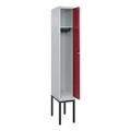 C+P Spind Classic PLUS, Gestell, 1 Abteil, HxBxT 2.120 x 300 x 500 mm, lichtgrau, rubinrot, Zylinderschloss, ohne Mitteltrennwand