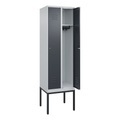 C+P Spind Classic PLUS, Gestell, 2 Abteile, HxBxT 2.120 x 600 x 500 mm, lichtgrau, anthrazitgrau, Zylinderschloss, ohne Mitteltrennwand