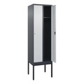 C+P Spind Classic PLUS, Gestell, 2 Abteile, HxBxT 2.120 x 600 x 500 mm, anthrazitgrau, lichtgrau, Zylinderschloss, ohne Mitteltrennwand