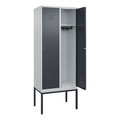 C+P Spind Classic PLUS, Gestell, 2 Abteile, HxBxT 2.120 x 800 x 500 mm, lichtgrau, anthrazitgrau, Zylinderschloss, ohne Mitteltrennwand