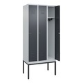 C+P Spind Classic PLUS, Gestell, 3 Abteile, HxBxT 2.120 x 900 x 500 mm, lichtgrau, anthrazitgrau, Zylinderschloss, ohne Mitteltrennwand