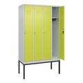 C+P Spind Classic PLUS, Gestell, 4 Abteile, HxBxT 2.120 x 1.200 x 500 mm, lichtgrau, clowngrün, Zylinderschloss, ohne Mitteltrennwand