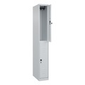 C+P Doppelstock-Spind Classic PLUS, 1 Abteil, HxBxT 1.850 x 250 x 500 mm, lichtgrau, lichtgrau, für Vorhängeschloss, 2 Fächer