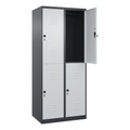C+P Doppelstock-Spind Classic PLUS, 2 Abteile, HxBxT 1.850 x 800 x 500 mm, anthrazitgrau, lichtgrau, für Vorhängeschloss, 4 Fächer