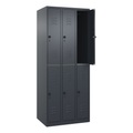 C+P Doppelstock-Spind Classic PLUS, 3 Abteile, HxBxT 1.850 x 750 x 500 mm, anthrazitgrau, anthrazitgrau, für Vorhängeschloss, 6 Fächer