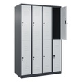 C+P Doppelstock-Spind Classic PLUS, 4 Abteile, HxBxT 1.850 x 1.200 x 500 mm, anthrazitgrau, lichtgrau, für Vorhängeschloss, 8 Fächer