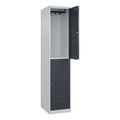 C+P Doppelstock-Spind Classic PLUS, 1 Abteil, HxBxT 1.850 x 400 x 500 mm, lichtgrau, anthrazitgrau, Zylinderschloss, 2 Fächer