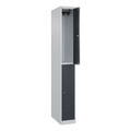 C+P Doppelstock-Spind Classic PLUS, 1 Abteil, HxBxT 1.850 x 250 x 500 mm, lichtgrau, anthrazitgrau, Zylinderschloss, 2 Fächer