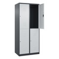C+P Doppelstock-Spind Classic PLUS, 2 Abteile, HxBxT 1.850 x 800 x 500 mm, anthrazitgrau, lichtgrau, Zylinderschloss, 4 Fächer