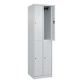 C+P Doppelstock-Spind Classic PLUS, 2 Abteile, HxBxT 1.850 x 500 x 500 mm, lichtgrau, lichtgrau, Zylinderschloss, 4 Fächer