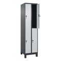 C+P Doppelstock-Spind Classic PLUS, Füsse, 2 Abteile, HxBxT 1.950 x 500 x 500 mm, anthrazitgrau, lichtgrau, 4 Fächer, für Vorhängeschloss