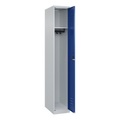 C+P Spind Classic PLUS, 1 Abteil, HxBxT 1.850 x 300 x 500 mm, lichtgrau, enzianblau, Zylinderschloss, ohne Mitteltrennwand
